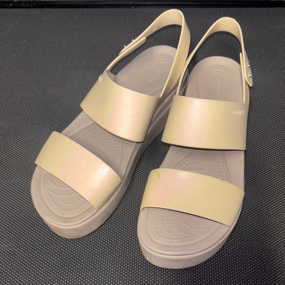 CROCS Women's Platform Slingback Sandal in Light Beige